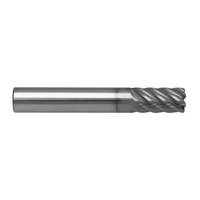 Rushmore USA 7 Flute nACRo Carbide Single End Mill, 1/2" Size, 1/2" Shank Diameter, 2-1/2" Length of Cut, 5" Overall Length