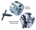 Interstate 3-Jaw Plain Back Self-Centering Lathe Chuck, Two-Piece Hardened Reversible Jaws, 15
