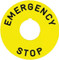 Square D Round, Plastic Legend Plate - Emergency Stop Yellow Background, Black Letters, 30mm Hole Diameter, 90mm Overall Diameter 9001KN8330 - 68619295 Square D Round, Plastic Legend Plate - Emergency Stop Yellow Background, Black Letters, 30mm Hole Diameter, 90mm Overall Diameter 9001KN8330 - 68619295