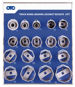 OTC 18 Piece 8 Point Wheel Bearing Locknut Socket with Tool Board