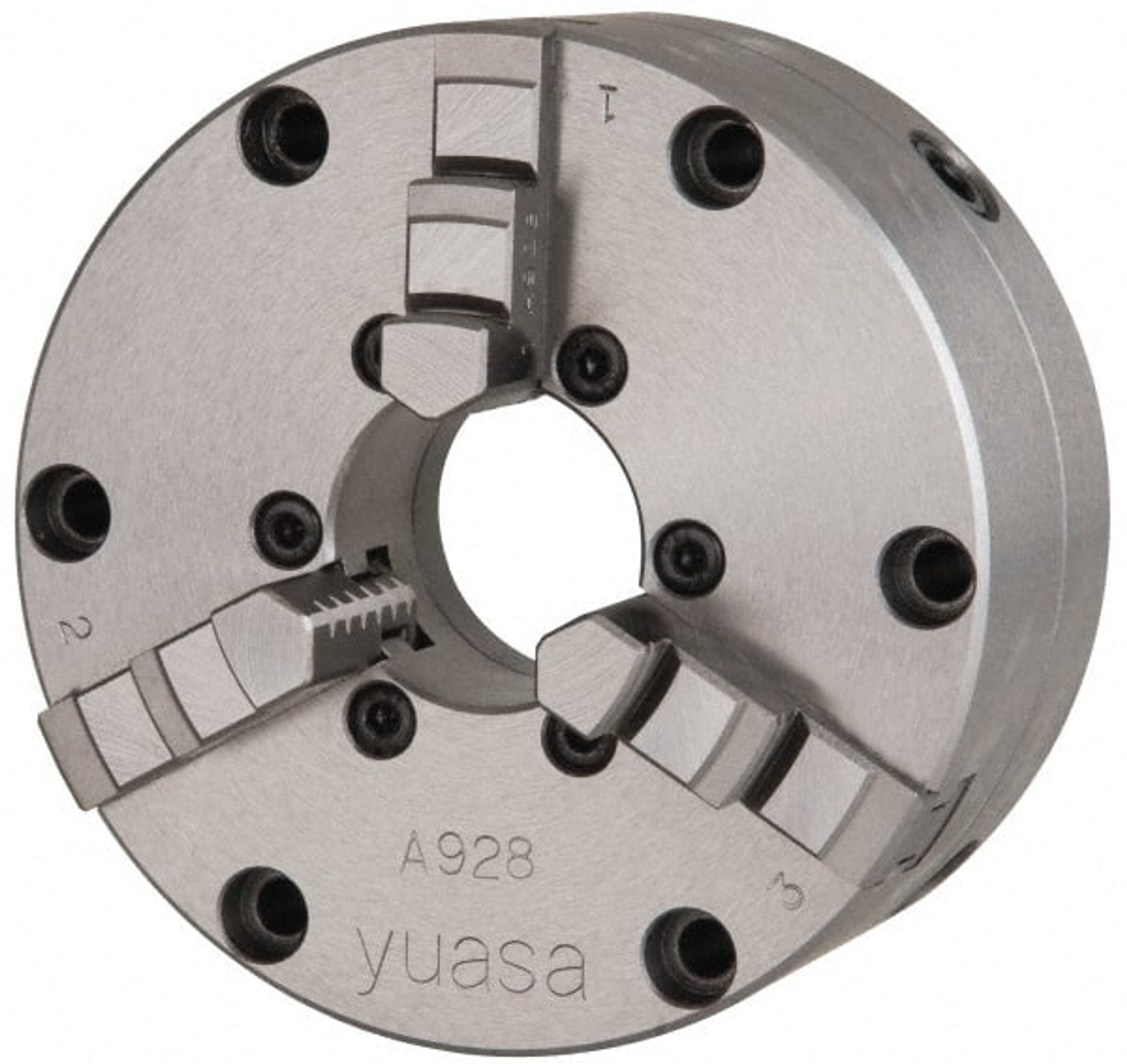 YUASA 3 Jaws, 10" Diam, Self Centering Manual Lathe Chuck Plain Back