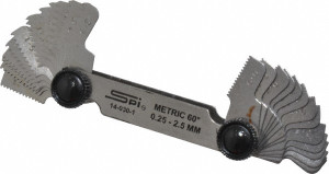 SPI Metric Screw Pitch Gage 28 leaves 0.25 - 2.5 mm Pitch - 14-030-1