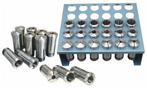 JET Premium 5C Collet Set, 35 Piece, 1/16" to 1-1/8" by 32nds with Metal Rack - 650016