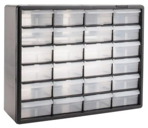 Akro-Mils Plastic Storage Cabinet #10124, 24 Drawers, 6-3/8" Deep x 20" Wide x 15-13/16" High - 78460045