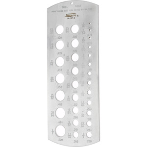 SPI Drill Gage, 1/16 - 1/2" Sizes, 6" Long, 2-1/2" Wide, 29 Holes - 14-187-9