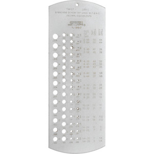 SPI Drill Gage, #1 - 60 Wire Gage Sizes, 6" Long, 2-1/2" Wide, 60 Holes - 14-188-7