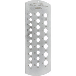 SPI Drill Gage, A-Z Letter Sizes, 6" Long, 2-1/2" Wide, 26 Holes - 14-186-1