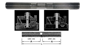 TE-CO Clamping Stud, Thread: 1"-8, Size: 2-1/2" x 9" - 41112