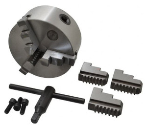 Interstate 3-Jaw Plain Back Self-Centering Lathe Chuck, Hardened Solid Jaws, 5" dia. - 34-668-4