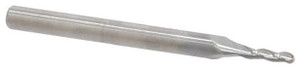 Atrax 3-Flute Centercutting Ball Single End Mill, 1/16" Mill Dia., 1/8" Shank Dia., 3/16" LOC - 45-548-5