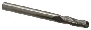Atrax 3-Flute Centercutting Ball Single End Mill, 3/16" Mill Dia., 3/16" Shank Dia., 9/16" LOC - 45-551-9