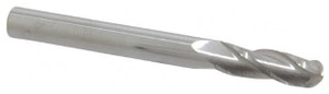 Atrax 3-Flute Centercutting Ball Single End Mill, 1/4" Mill Dia., 1/4" Shank Dia., 3/4" LOC - 45-552-7