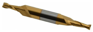 Atrax 2-Flute TiN Coated Centercutting Double End Mill, 3/16" Mill Dia., 3/8" Shank Dia., 1/2" LOC - 45-293-8