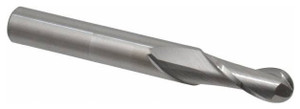 Atrax 2-Flute Centercutting Ball Single End Mill, 9/32" Mill Dia., 5/16" Shank Dia., 3/4" LOC - 45-524-6