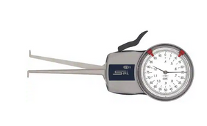 SPI Intertest Mechanical Caliper Gage, 0.4 to 1.2″ Inside Dial Caliper Gage  0.0005″ Graduation, 0.0015″ Accuracy, 3.3″ Leg Length, 0.19″ Deep x 0.07″ Wide Groove, Ball Contact Points - 15-510-1