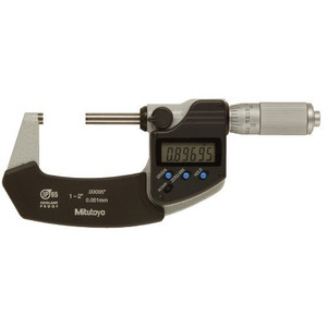 Mitutoyo IP65 Digimatic Coolant-Proof Micrometer, 1-2" w/ Ratchet Friction Thimble - 11-768-9