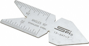 SPI - 60° Angle, Chrome Coated Steel Center Gage 1/32" to 1/14" Graduation - 13-947-7