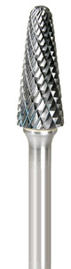 Grobet USA Carbide Cone, Radius Nose Bear Bur SL4, 1/2" x 1-1/8" with 1/4" shank - 32-729SY