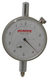 Peacock Flat Back Dial Indicator 1460, AGD 2, 0.050" range, 0-5-0 reading, White Dial Face - 11-908-1