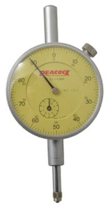 Peacock Vertical Lug Back Dial Indicator 1311, AGD 2, 10mm range, 0-100 reading, Yellow Dial Face - 11-918-0