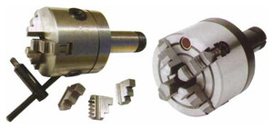 Precise Precision Chuck with Adapter, 4" Size, 3-Jaw Chuck, R8 Shank - 202-416