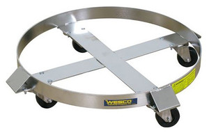 Wesco Stainless Steel Drum Dolly SS5-HRZ, 24" Inside Diameter, 900 lb. Capacity, Zinc Plate Caster Rig, 3" Hard Rubber Casters - 240195