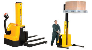 Vestil Narrow Mast Stackers with Powered Drive & Lift