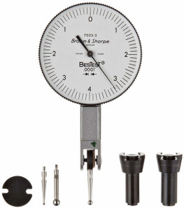 Brown & Sharpe BesTest Dial Test Indicator Set 599-7023-6, 0.008" Range, 0.0001" Graduation, 1-1/2" Dial Dia. - 20-418-0