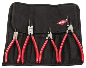 Knipex Retaining Ring Pliers Set, Internal/External, 4 Pieces, 5/16 to 2-1/2" Bore, 1/8 to 2-1/2" Shaft - 92-493-6