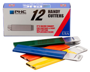 PHC Painted Box Cutter Knife HC-100, 1-1/2" Retractable Blade, 12 Pack - 92-198-1