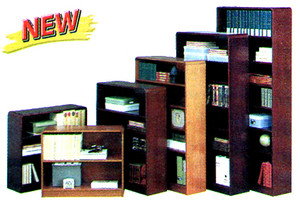 Wood Bookcase, Medium Oak, 6 Shelves - 91-671-8