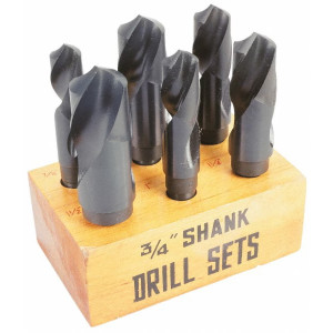 Value Collection Drill Bit Set, Reduced Shank Drill Bits, 6 Pieces, 118°, High Speed Steel, 3/4" Shank Diameter - 49-217-3 Value Collection Drill Bit Set, Reduced Shank Drill Bits, 6 Pieces, 118°, High Speed Steel, 3/4" Shank Diameter - 49-217-3