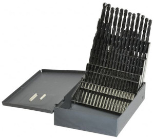 Hertel Jobber Length Drill Set, 60 Pieces, #1 - 60 Wire Gage, HSS Black Oxide, 135° Drill Point, Heavy Duty - 49-169-6