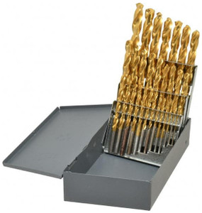 Hertel Jobber Length Drill Set, 29 Pieces, 1/16 - 1/2" x 64ths, HSS TiN Coated, 135° Drill Point, Heavy Duty - 49-165-4