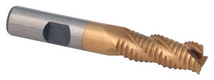 Shop Grade 3 Flute M-42 Cobalt TiN Coated Centercutting Roughing End Mill for Aluminum, 1" Mill Dia. - 47-899-0