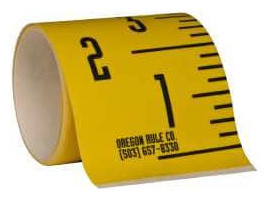 Mylar Adhesive Backed Rule, Vertical, Bottom to Top, 1/4" Grad., 6 ft. Length, 3" Width, Yellow - 32-792-4