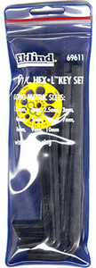Hex Keys with Vinyl Pouches, 11 Pc, 1.5mm thru 10mm, Long Length - 69611