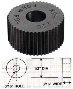 Circular Pitch Knurl, Straight, HSS, 90° Tooth Angle, 25 TPI - 35-562-8