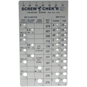 Value Collection Screw Checker Gage, M2 - M7 - 13-343-9