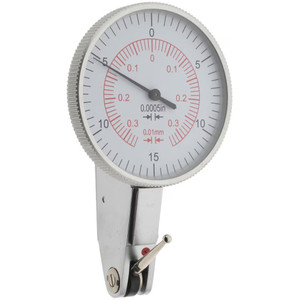 Value Collection Horizontal Dial Test Indicator, 0.03"/0.76 mm Max Range, 0-15-0 & 0-35-0 Dial Reading, 1-1/4" Dia, White Dial, 0.01 mm Graduation 605-4718 - 50-009-0