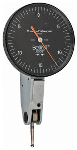 Brown & Sharpe BesTest Dial Test Indicator 599-7031-5, 0.030" Range, 0.0005" Graduation, 1-1/2" Dial Dia., Black Dial - 20-410-7