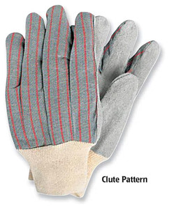 PRO-SAFE Leather Palm Gloves, Economy Grade Leather, Clute Pattern, Knit Wrist Cuff, Size Large - 56-247-0