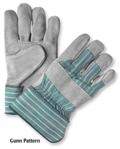 PRO-SAFE Leather Palm Gloves, Platinum Grade Leather, Gunn Pattern, Rubberized Safety Cuff, Size Large - 56-274-4