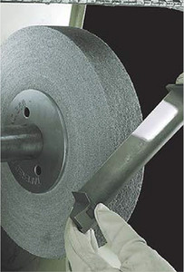 Aluminum Oxide Metal Finishing Wheel, 6" Diameter, 1/2" Width, 1" Hole Diameter, Medium Grit, 5 Density - 64-135-7