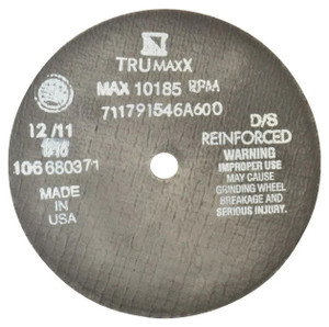 TRU-MAXX Toolroom Reinforced Aluminum Oxide Cut-Off Wheel, 6" Dia., 1/16" Thick, 1/2" Hole, 60 Grit - 64-199-3