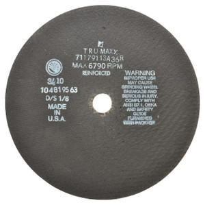 TRU-MAXX Toolroom Reinforced Aluminum Oxide Cut-Off Wheel, 9" Dia., 1/8" Thick, 7/8" Hole, 36 Grit - 64-205-8