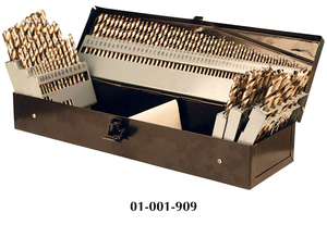 Precise 115 Piece HSS Bright Finish 3 In 1 Jobbers Length Twist 118° Point Drill Set A3789P - 01-001-909