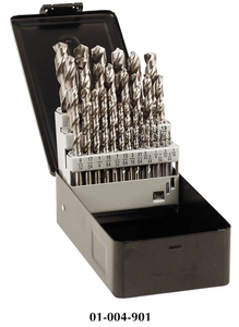 Precise 29 Piece HSS Bright Finish Jobbers Length Twist 118° Point Fast Spiral Drill Set - A80