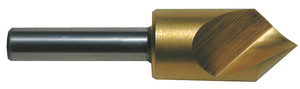 Rushmore USA Single Flute 60° Angle M42 8% Cobalt TiN Coated Countersink, 3/8" Size, 1/4" Shank Diameter, 2" Overall Length - 07-035-004