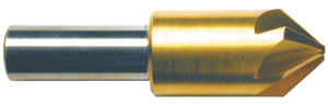 Rushmore USA 6 Flute 82° Angle M42 8% Cobalt TiN Coated Countersink, 5/16" Size, 1/4" Shank Diameter, 2" Overall Length